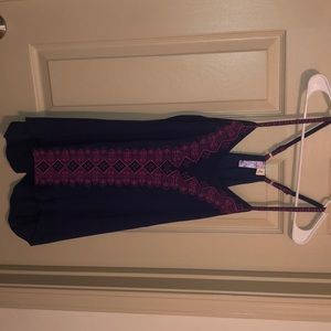 Navy embroidered tank